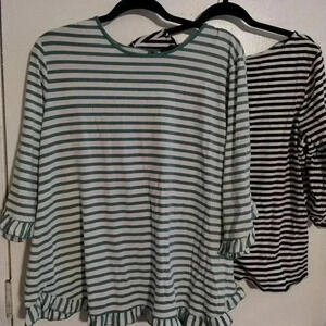 Women's law of two short sleeve striped blouse comfy